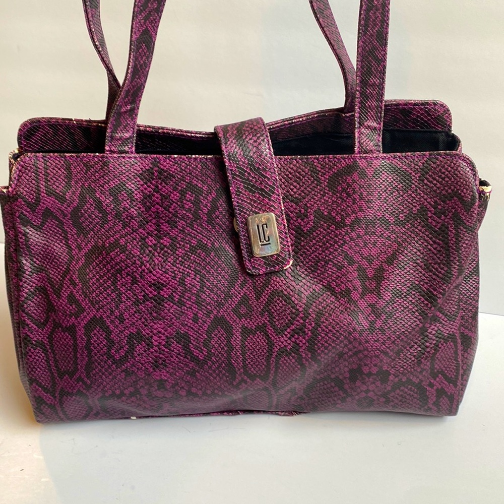 Liz Claiborne purple and black snake skin shoulder bag